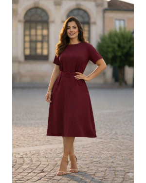 Conjunto Social Midi Linho Marsala | Moda Evangelica
